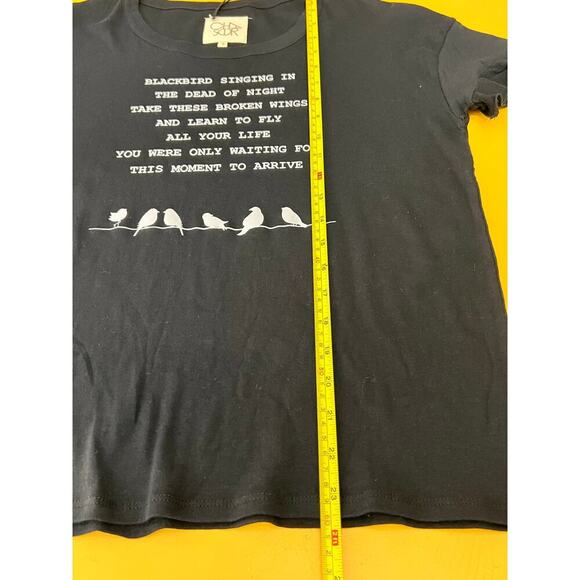 Chaser The Beatles Blackbird Lyrics Black Short Sleeve Crewneck Tee Size S NWT - Picture 8 of 8